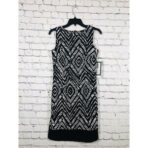 Mario Serrani Italy Women Dress Sleeveless Geometric Black White Size 2 NWT